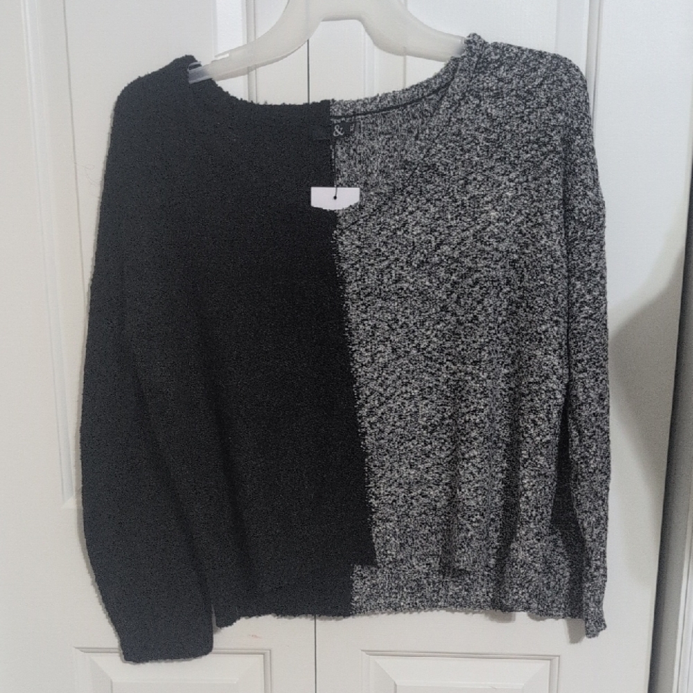 AMPERSAND AVE Black and Gray Off-the-Shoulder Sweaters